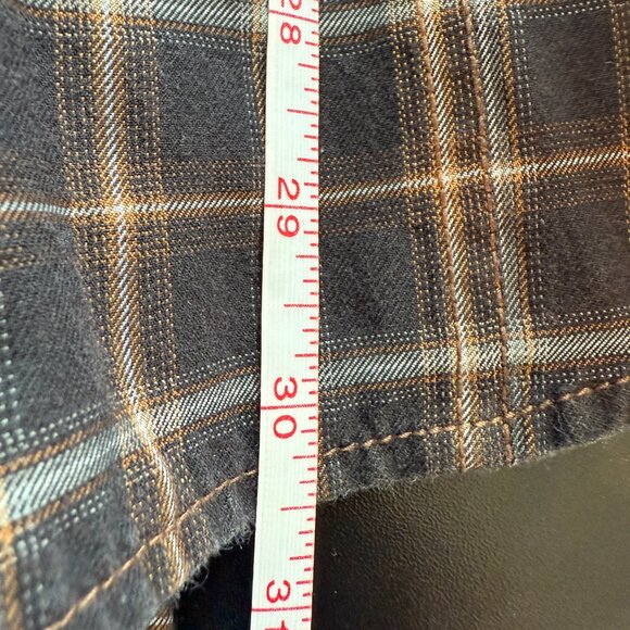 Age of Wisdom Mens Brown Plaid Flannel Long Sleeve Button Vintage Elbow Patch XL - Picture 8 of 8